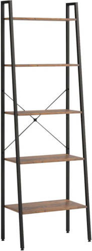 VidaXL Ladderrek Met 5 Schappen 56x35x174 Cm Donkerbruin En Zwart