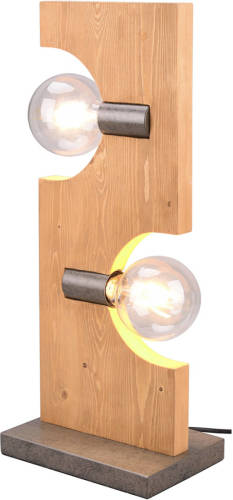 BES LED Led Tafellamp - Tafelverlichting - Trion Taylan - E27 Fitting - 2-lichts - Rechthoek - Antiek Nikkel - Aluminium