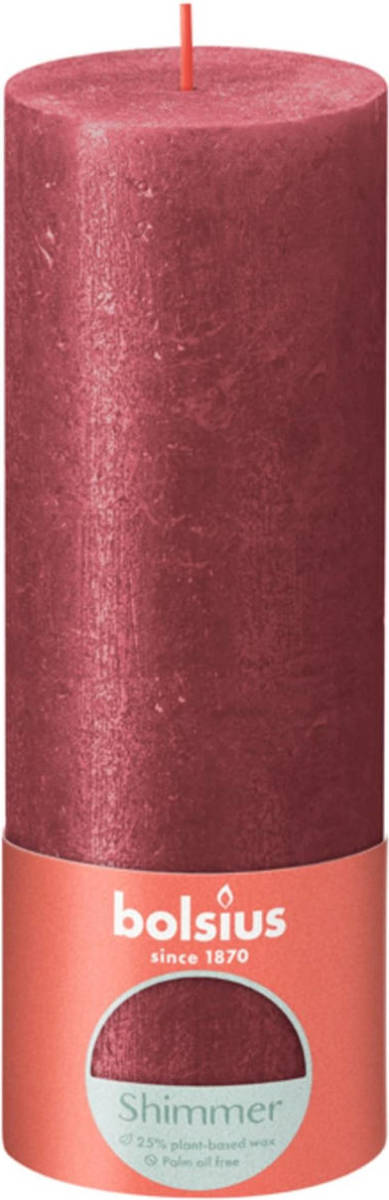 Bolsius Stompkaars Shimmer Red - Ø68 Mm - Hoogte 19 Cm - Rood - 85 Branduren