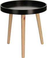 H&S Collection Plantenstandaard/bijzettafel - zwart - hout - rond - 40 x 39 cm - Bijzettafels