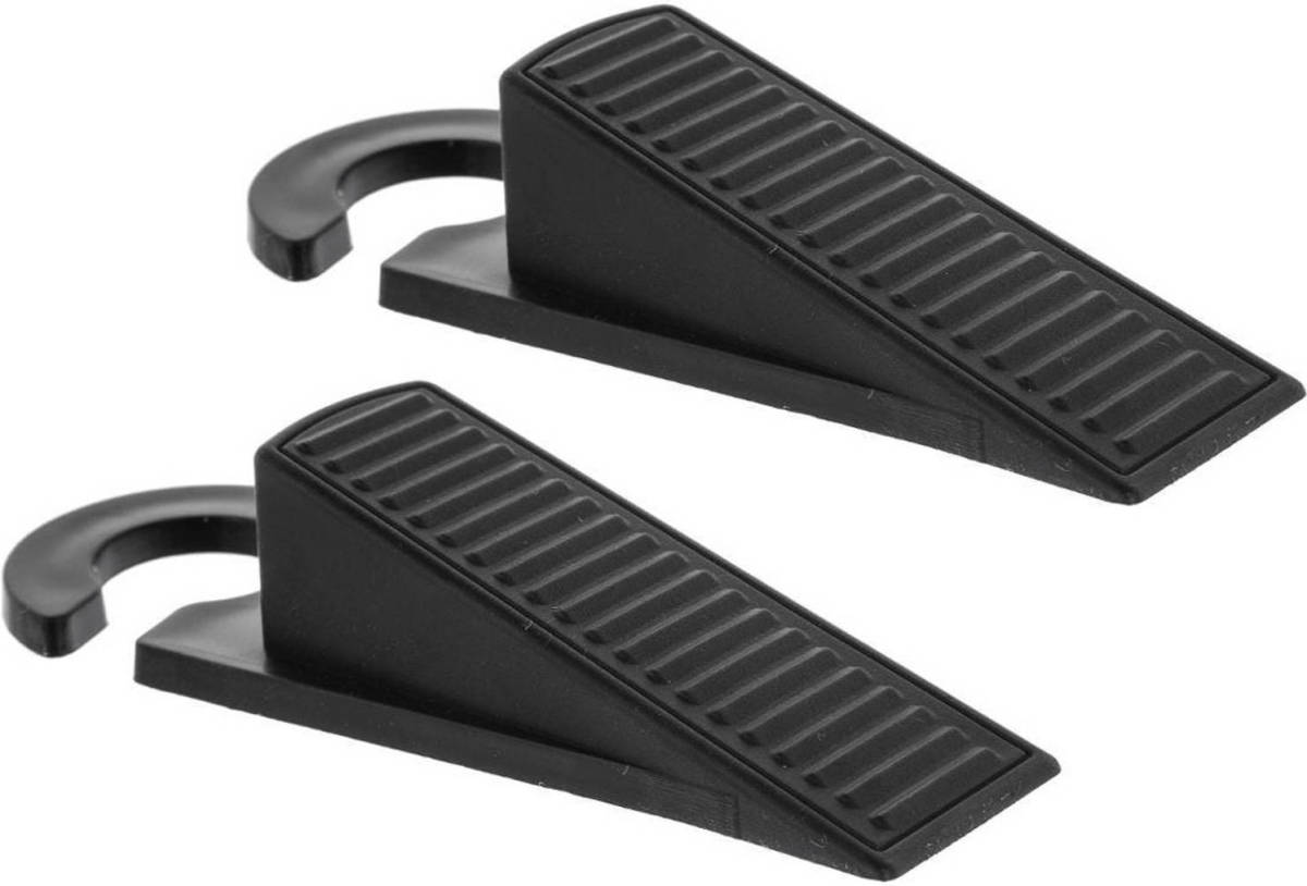 5five Set Van 2x Stuks Deurstoppers/deurwiggen Zwart 12,5 Cm Kunststof - Deurstoppers