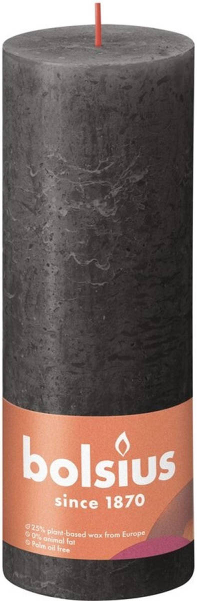 Bolsius Stompkaars Stormy Grey Ø68 Mm - Hoogte 19 Cm - Donkergrijs - 85 Branduren