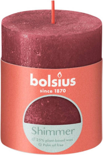 Bolsius Stompkaars Shimmer Red - Ø68 Mm - Hoogte 8 Cm - Rood - 35 Branduren