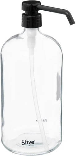 5five Zeeppompje/zeepdispenser Van Glas - Transparant - 1 Liter - Zeeppompjes