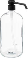 5five Zeeppompje/zeepdispenser Van Glas - Transparant - 1 Liter - Zeeppompjes