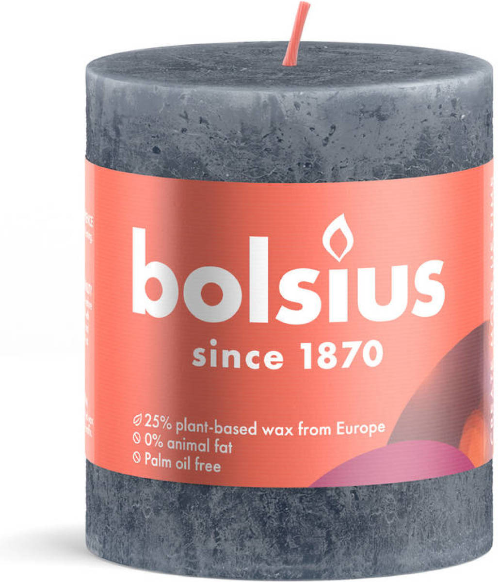 Bolsius Stompkaars Slate Blue - Ø68 Mm - Hoogte 8 Cm - Blauw - 35 Branduren