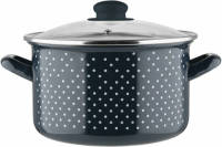 Emalia Retro Dark Blue klassieke geëmailleerde kookpan met glazen deksel 20 cm 4.1L