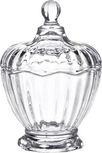 Clayre & Eef Glazen Potje Ø 9x13 Cm Transparant Glas Rond Potje Voorraadpot Transparant Potje Voorraadpot