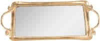 Clayre & Eef Dienblad 51x22 Cm Goudkleurig Kunststof Glas Rechthoek Decoratief Dienblad Goudkleurig Decoratief Dienblad
