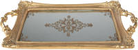 Clayre & Eef Dienblad 40x20 Cm Goudkleurig Kunststof Glas Rechthoek Decoratief Dienblad Goudkleurig Decoratief Dienblad