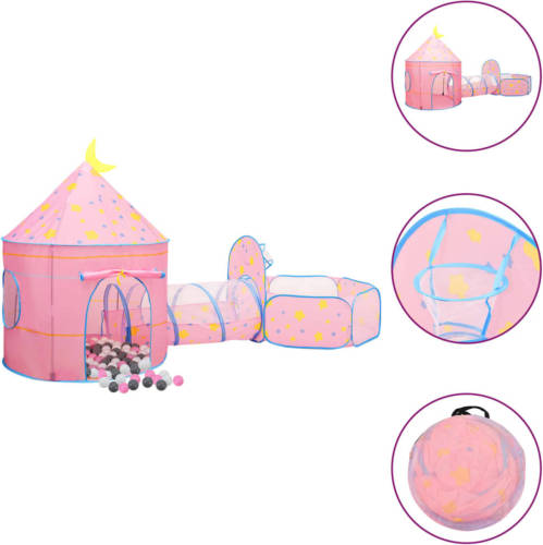 VidaXL Kinderspeeltent Met 250 Ballen 301x120x128 Cm Roze