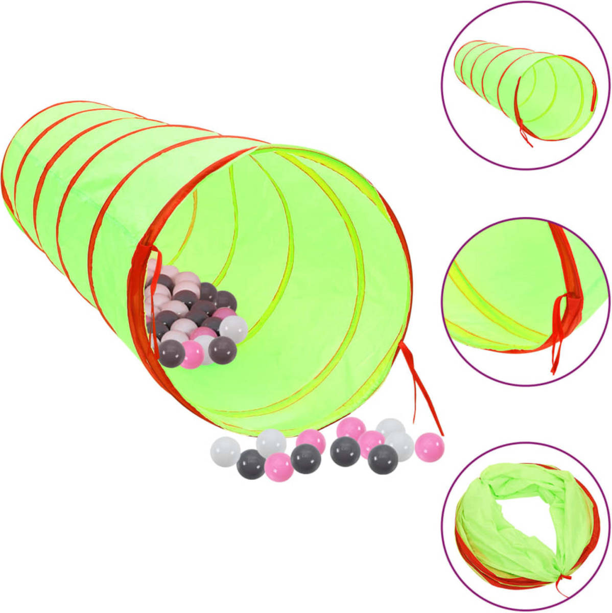 VidaXL Kinderspeeltunnel Met 250 Ballen 175 Cm Polyester Groen
