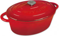 KINGHOFF 1530 - Gietijzeren Braadpan - Ovaal - 30cm - 4,5l - Rood - Emaille