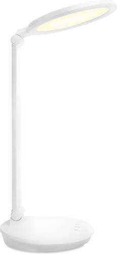 BES LED Led Bureaulamp - Aigi Awet - 8w - Aanpasbare Kleur - Usb Oplaadbaar - Dimbaar - Rond - Mat Wit - Kunststof