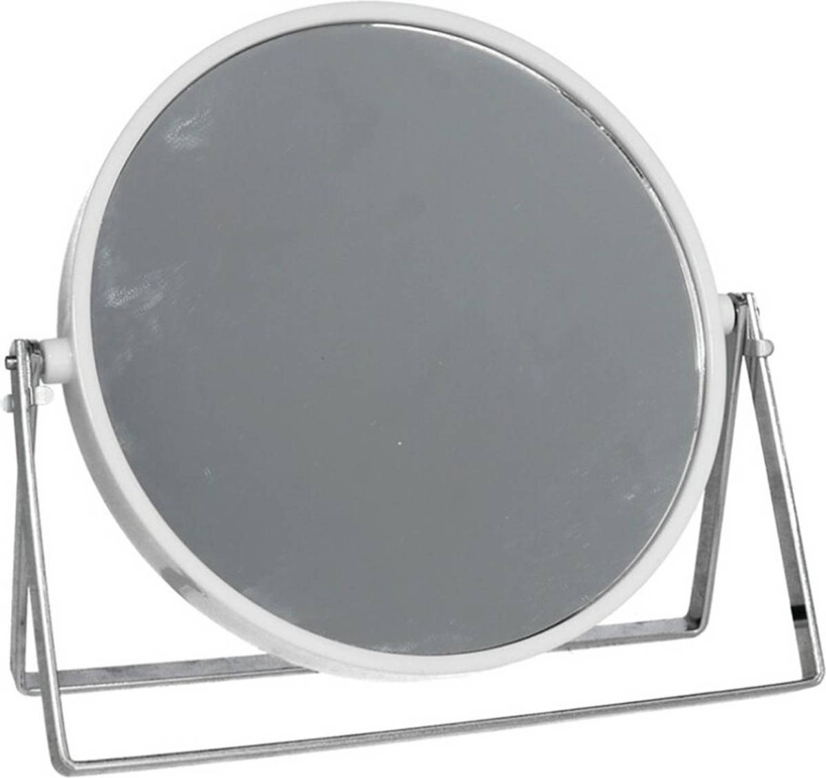 Gerim Make-up Spiegel 2-zijdig Gebruik - Vergrotend - Dia 18 Cm - Wit/zilver - Make-up Spiegeltjes