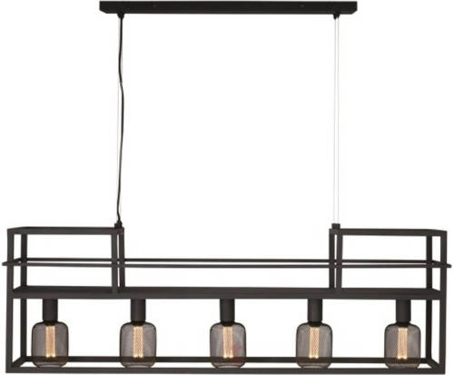 Freelight Hanglamp Culinara 5 Lichts Met Rek L 120 Cm Zwart