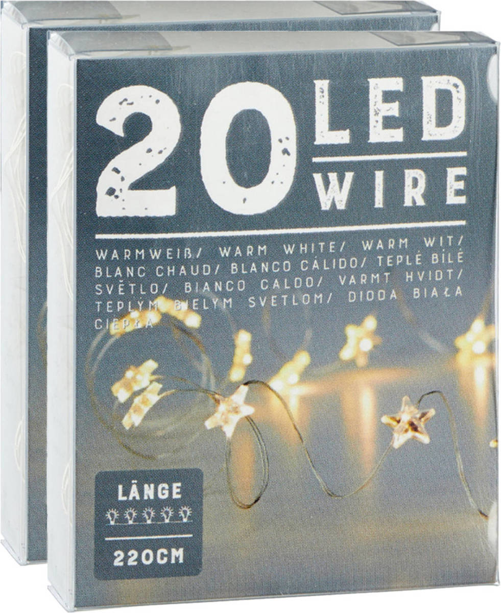Cepewa Lichtslingers/lichtsnoeren Met Sterretjes - 2 Stuks - Warm Wit - 220 Cm - Lichtsnoeren