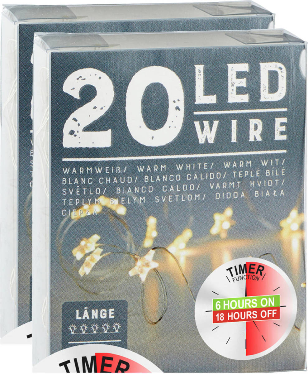 Cepewa Lichtslingers/lichtsnoeren Met Sterretjes - 2 Stuks - Warm Wit - 220 Cm - Timer - Lichtsnoeren