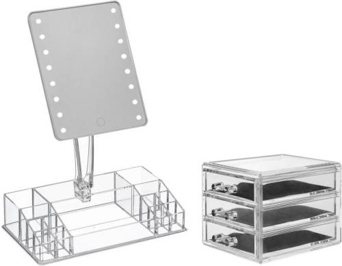 5five Make-up Organizer Set Vakjes En Lades 15,5 X 10,5 Cm En Een Led Spiegel - Make-up Spiegeltjes