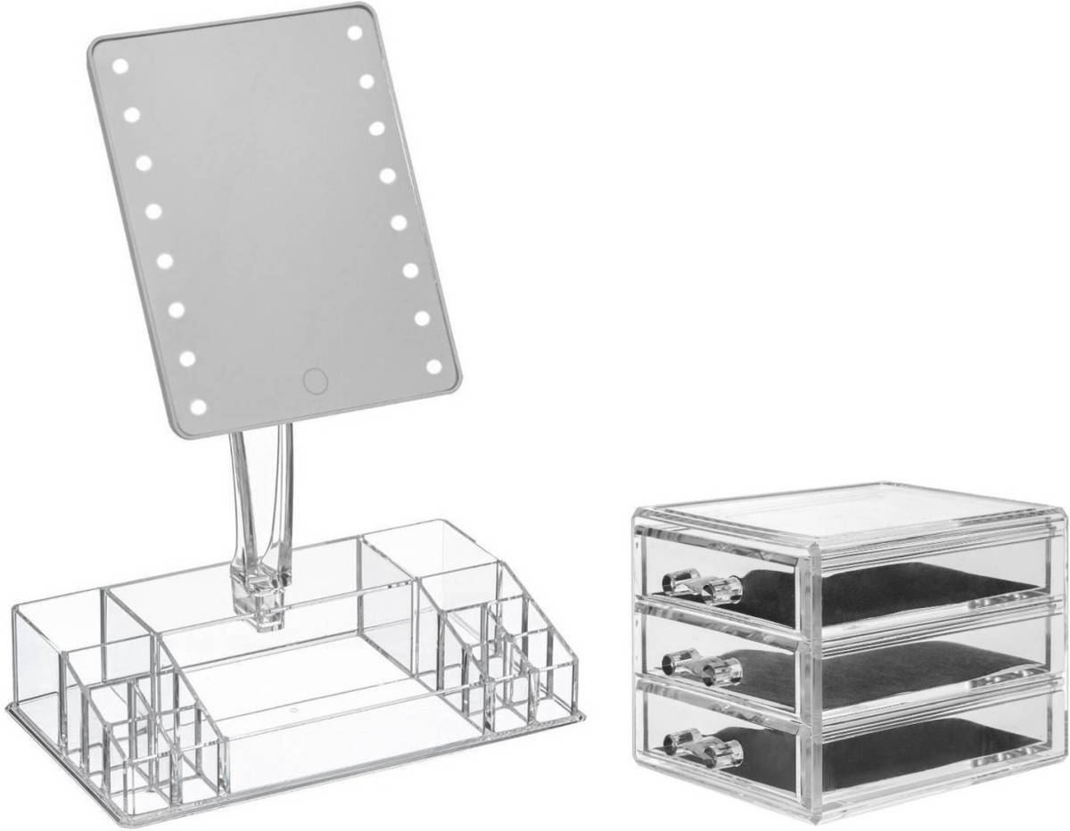 5five Make-up Organizer Set Vakjes En Lades 15,5 X 10,5 Cm En Een Led Spiegel - Make-up Spiegeltjes