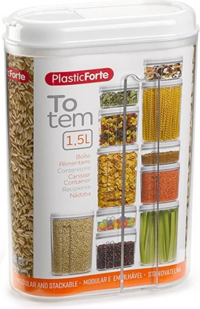 Forte Plastics Voorraadbus Met Strooi Deksel - 1,5 Liter - Kunststof - Voorraadpot