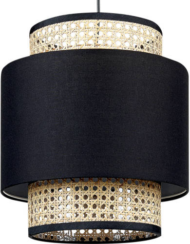 Beliani Boeri - Hanglamp-zwart-polyester, Katoen, Rotan