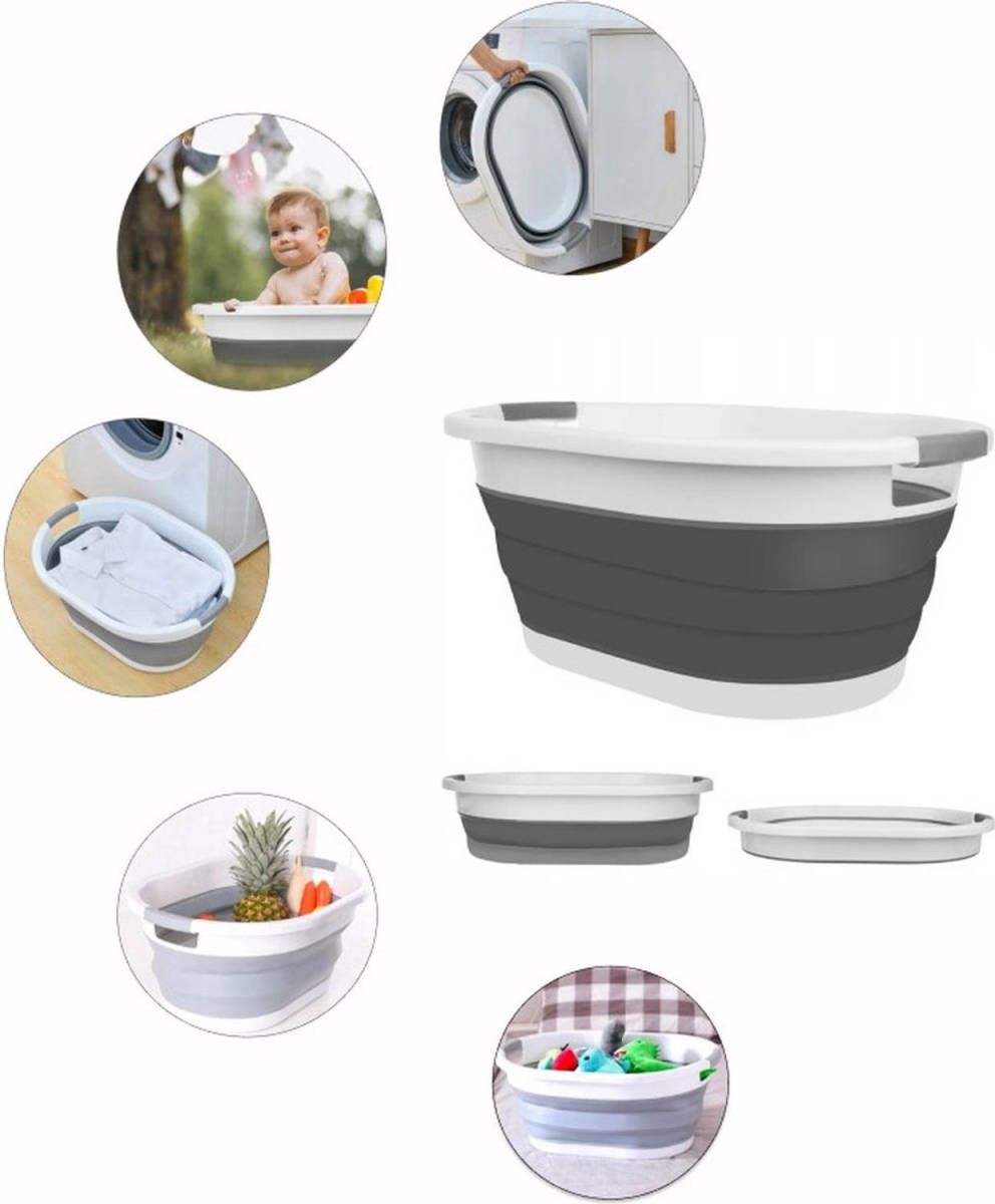 Iso Trade Universeel Opvouwbare Siliconen Wasmand / Babybadje 25l Grijs