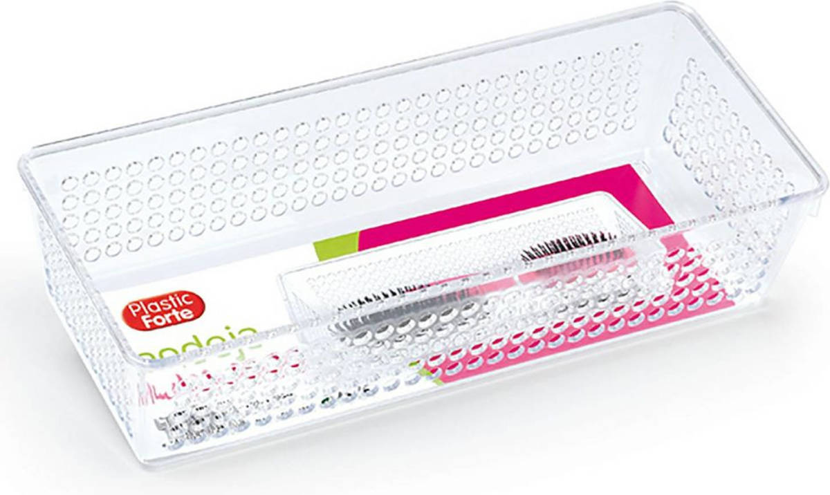 Forte Plastics Opberg Bakje/mandje/organizer - 26 X 11 Cm - Transparant - Opbergbox