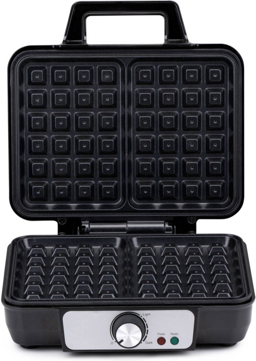 Alpina Wafelijzer - Brusselse Wafels - Antiaanbaklaag - 2 Wafels - 1000 W - Zwart