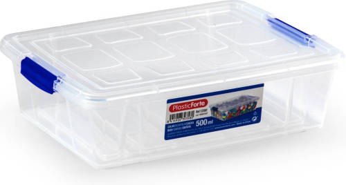 Forte Plastics Opbergbox Met Deksel - 500 Ml - Transparant - Kunststof - Opbergbox