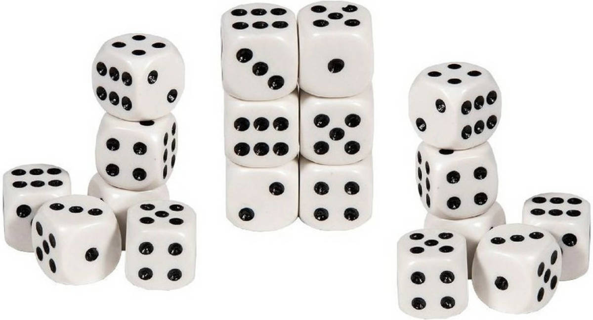 Longfield Games Speelgoed Spellen Dobbelstenen Wit 18x Stuks - Dobbelspellen