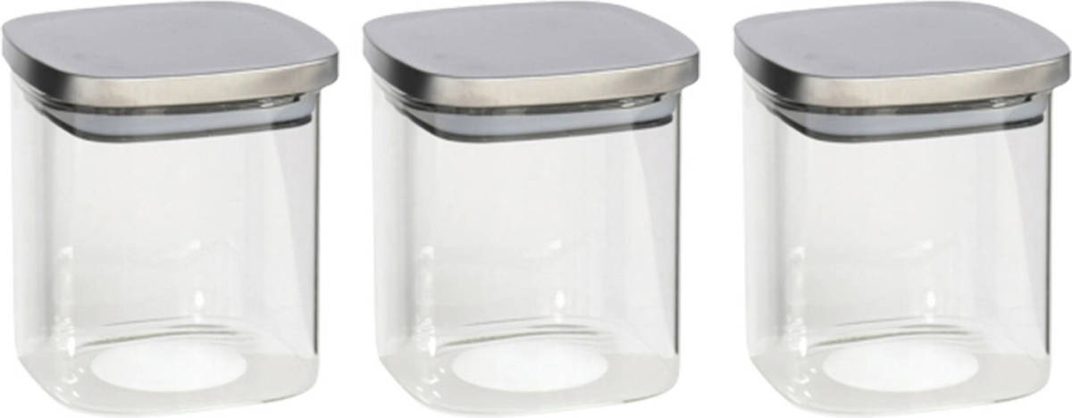 Gerim 3x Stuks Voedsel/etenswaren Bewaren Voorraadpot 800 Ml Glas Met Rvs Deksel - Voorraadpot