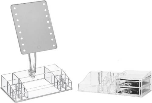 5five Make-up Organizer Set Vakjes En Lades 30,5 X 9 Cm En Een Led Spiegel - Make-up Spiegeltjes