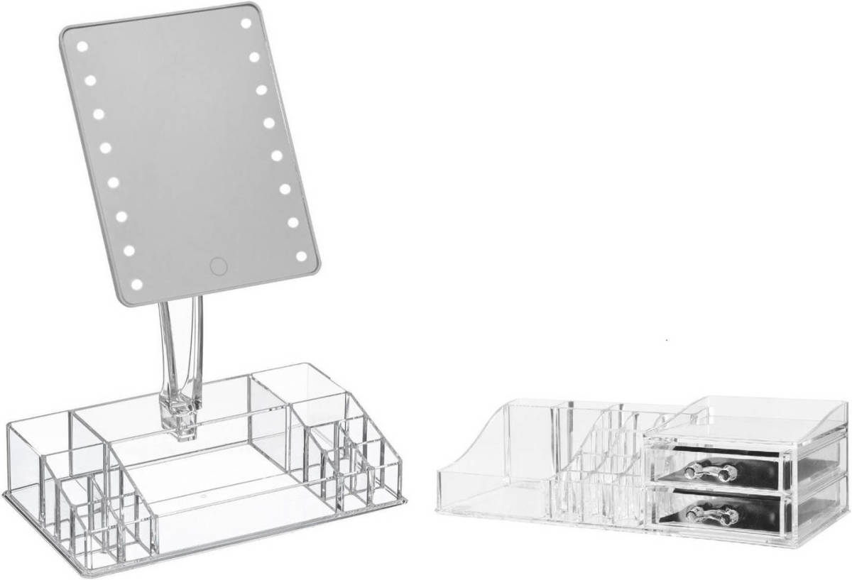 5five Make-up Organizer Set Vakjes En Lades 30,5 X 9 Cm En Een Led Spiegel - Make-up Spiegeltjes