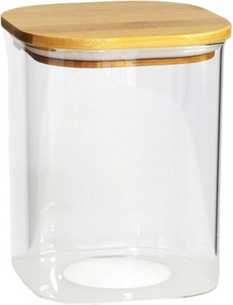 Gerim Voedsel Bewaren Keuken Voorraadpot - Glas - Bamboe Deksel - 800 Ml - Voorraadpot