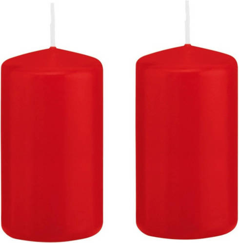 Trend Candles 2x Stuks Luxe Stompkaars/cilinderkaars - 6x12 Cm - 40 Branduur - Rood - Stompkaarsen