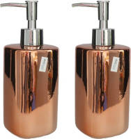 Gerim 2x Stuks Zeeppompje/dispenser Keramiek Koper Kleur 7 X 19 Cm - Zeeppompjes