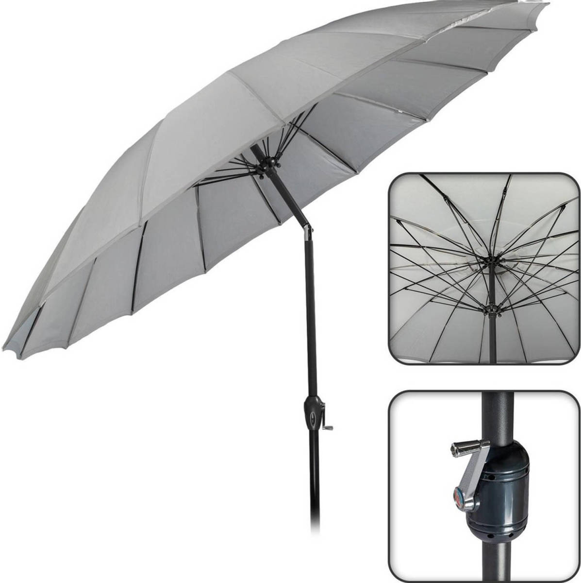 MaxxGarden Shanghai Parasol - Luxe Tuin En Balkon Parasol - 270 Cm - Grijs