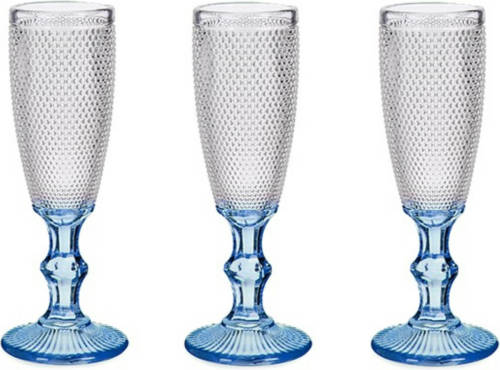 Vivalto Luxe Monaco Serie Champagneglazen Set 6x Stuks Op Blauwe Voet 180 Ml - Champagneglazen