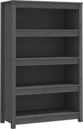 VidaXL Boekenkast 80x35x126 Cm Massief Grenenhout Grijs