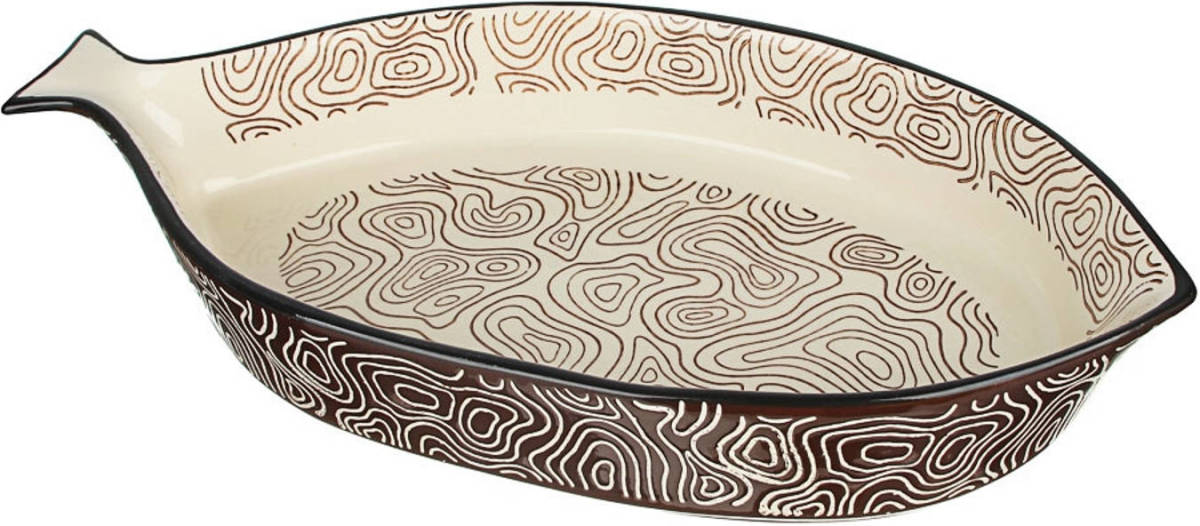 Millimi Keramische Ovenschaal - Saladeschaal - Vis Design 31 X 16 Cm - Bruin