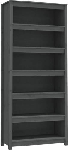 VidaXL Boekenkast 80x35x183 Cm Massief Grenenhout Grijs