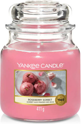 Yankee Candle - Roseberry Sorbet Geurkaars - Medium Jar - Tot 75 Branduren