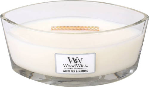 Woodwick - Ellipse Hearthwick Flame Geurkaars - White Tea & Jasmine - Tot 50 Branduren