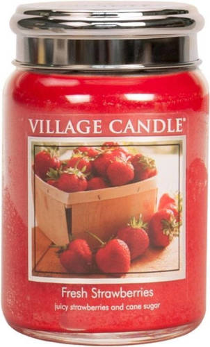 Village Candle Large Jar Geurkaars - Fresh Strawberries