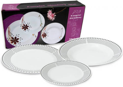 Bella Fiore Premium 18 Delige Bordenset Van Porselein Met Uniek Stippen Patroon Ar-51
