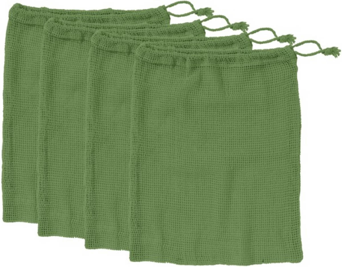 Ladelle - Mesh Groentezakken, Set Van 4, Katoen, Groen - Ladelle Eco Recycled