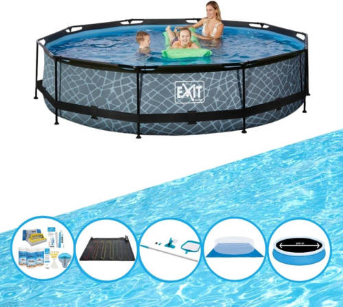 EXIT Toys Exit Zwembad Stone Grey - Frame Pool ø360x76cm - Zwembad Bundel