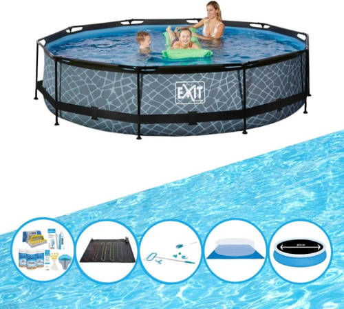 EXIT Toys Exit Zwembad Stone Grey - Frame Pool ø360x76cm - Bundelpakket