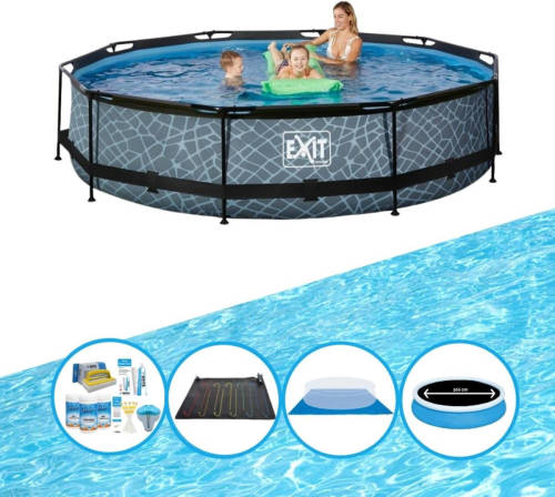 EXIT Toys Exit Zwembad Stone Grey - Frame Pool ø360x76cm - Combi Deal